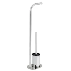 Piantana portarotolo e portascopino bagno Levante inox lucido
