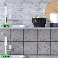 Piastrella adesiva mosaico Carrara 4 pz 300x300x40 mm