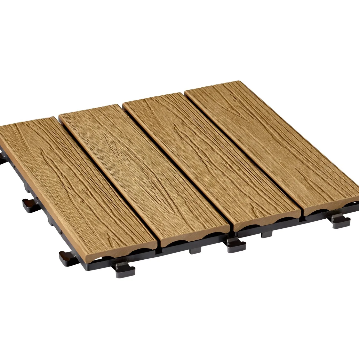 Piastrella da esterno a clic in WPC effetto legno marrone 30x30 cm 6 pz