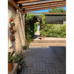 Piastrella da esterno in polipropilene e HDPE Snapwood cappuccino 38x38 cm