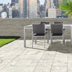 Piastrella da esterno in gres porcellanato Quarzi bianco 25x50 cm 1,25 m²