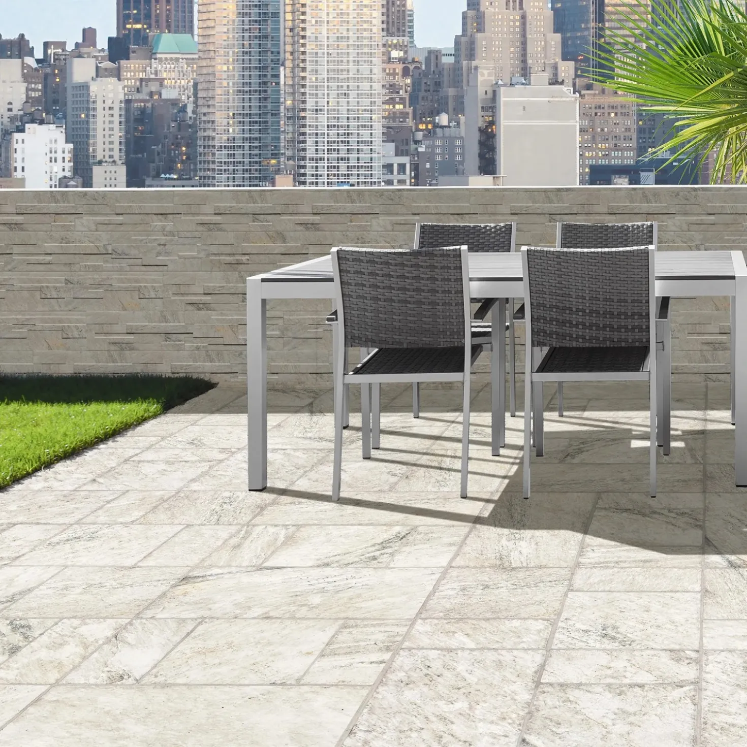 Piastrella da esterno in gres porcellanato Quarzi bianco 25x50 cm 1,25 m²