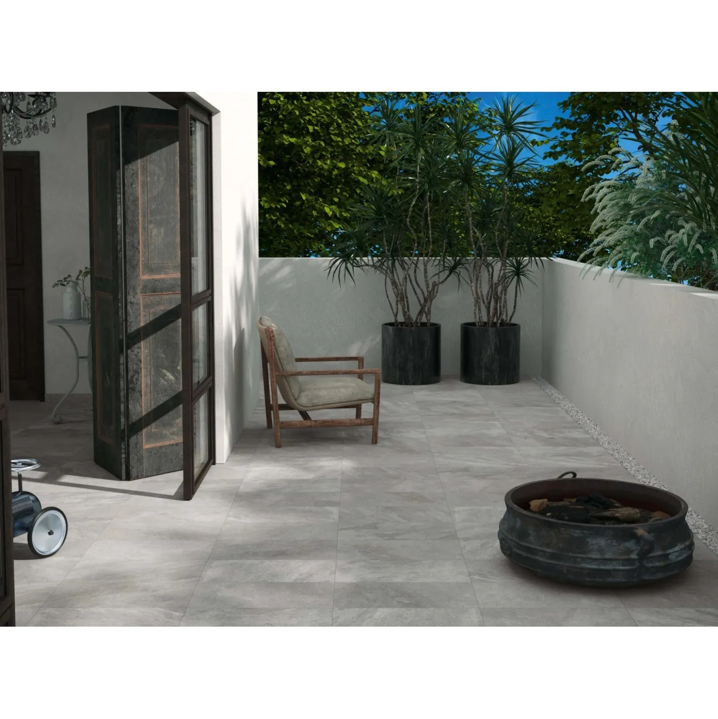 Piastrella da esterno in gres porcellanato Quarzite grigio 30x60 cm 1,44 m²
