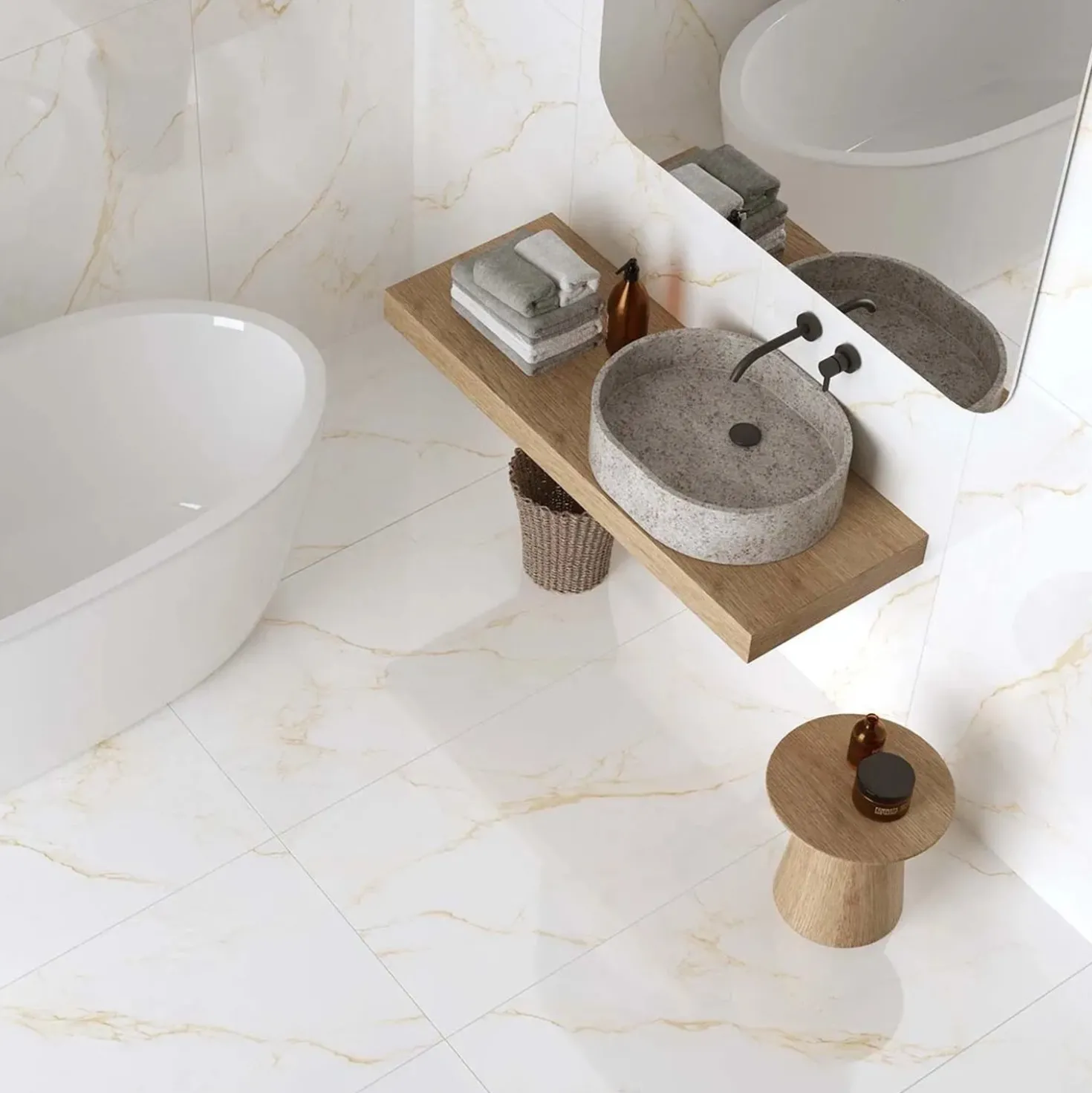 Piastrella in gres effetto marmo venato oro 60x120 cm 1,44 m²