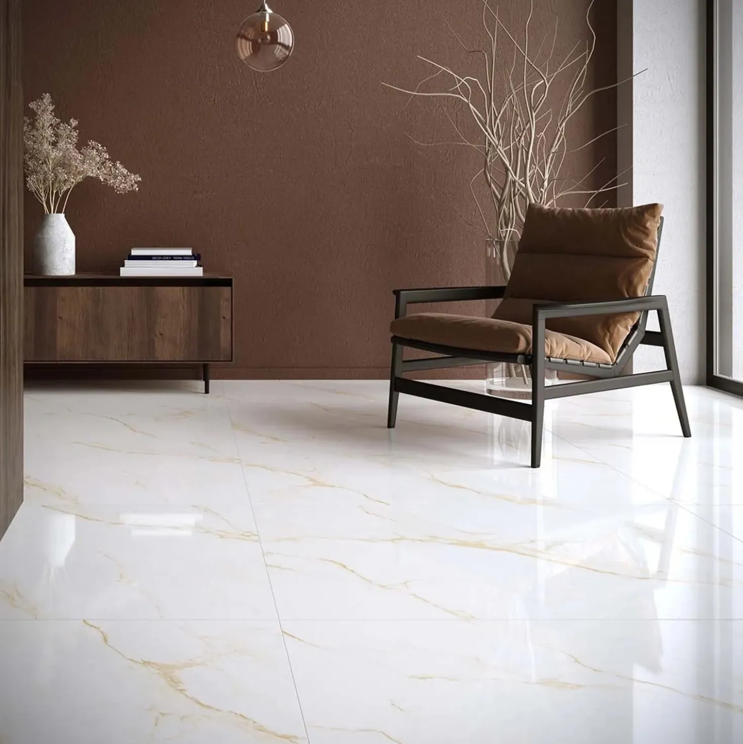 Piastrella in gres effetto marmo venato oro 60x120 cm 1,44 m²