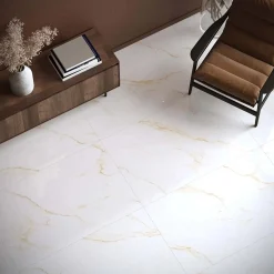 Piastrella in gres effetto marmo venato oro 60x120 cm 1,44 m²