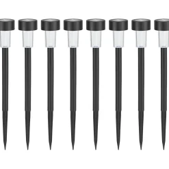 Picchetto solare LED Ø 5,5x40 cm Nero 8 pz