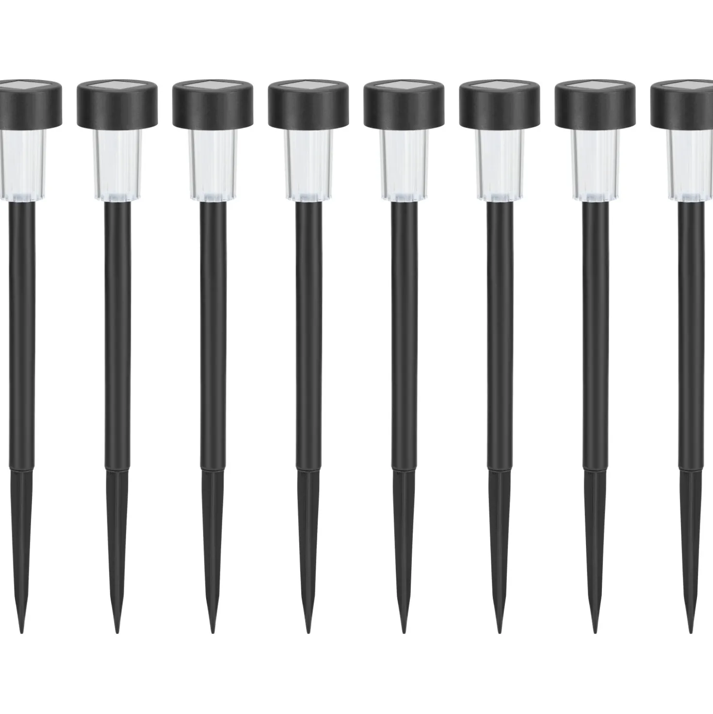 Picchetto solare LED Ø 5,5x40 cm Nero 8 pz