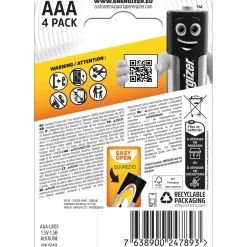 Pila alcalina Energizer ALK POWER AAA Micro 4 pz