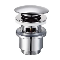 Piletta click clack tonda bassa in ottone con troppo pieno 1"1/4