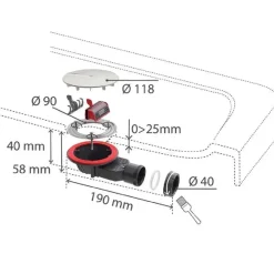 Piletta doccia Slim+ Ø 90mm con calotta