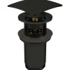 Piletta universale quadrata Click-Clack per lavabo e bidet in metallo nero