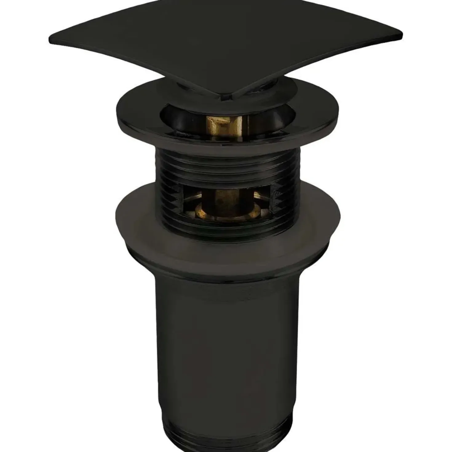 Piletta universale quadrata Click-Clack per lavabo e bidet in metallo nero