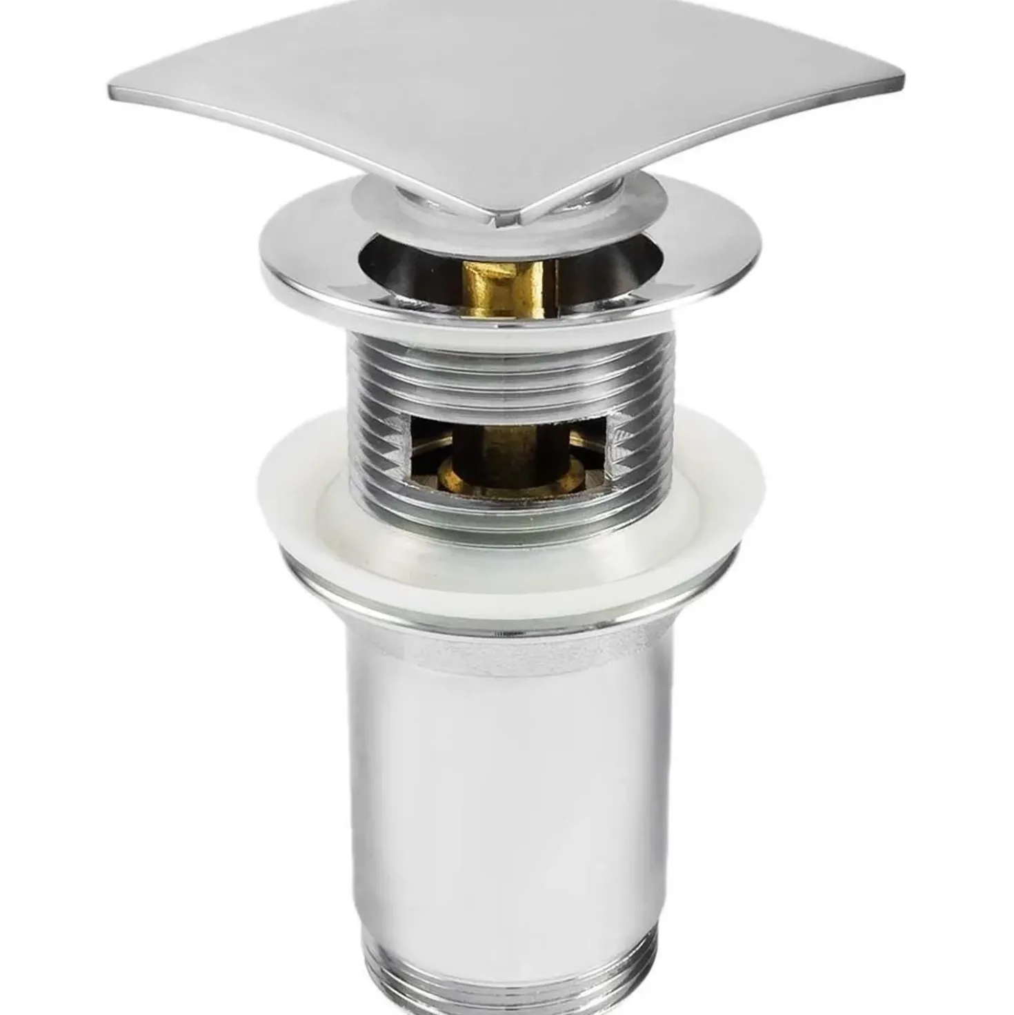 Piletta universale quadrata Click-Clack per lavabo e bidet metallo cromo
