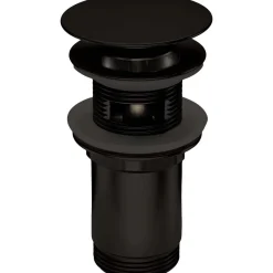 Piletta universale tonda Click-Clack per lavabo e bidet nera