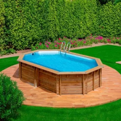 Piscina fuori terra in legno Gre Canelle 2 ovale 535x335x117 cm
