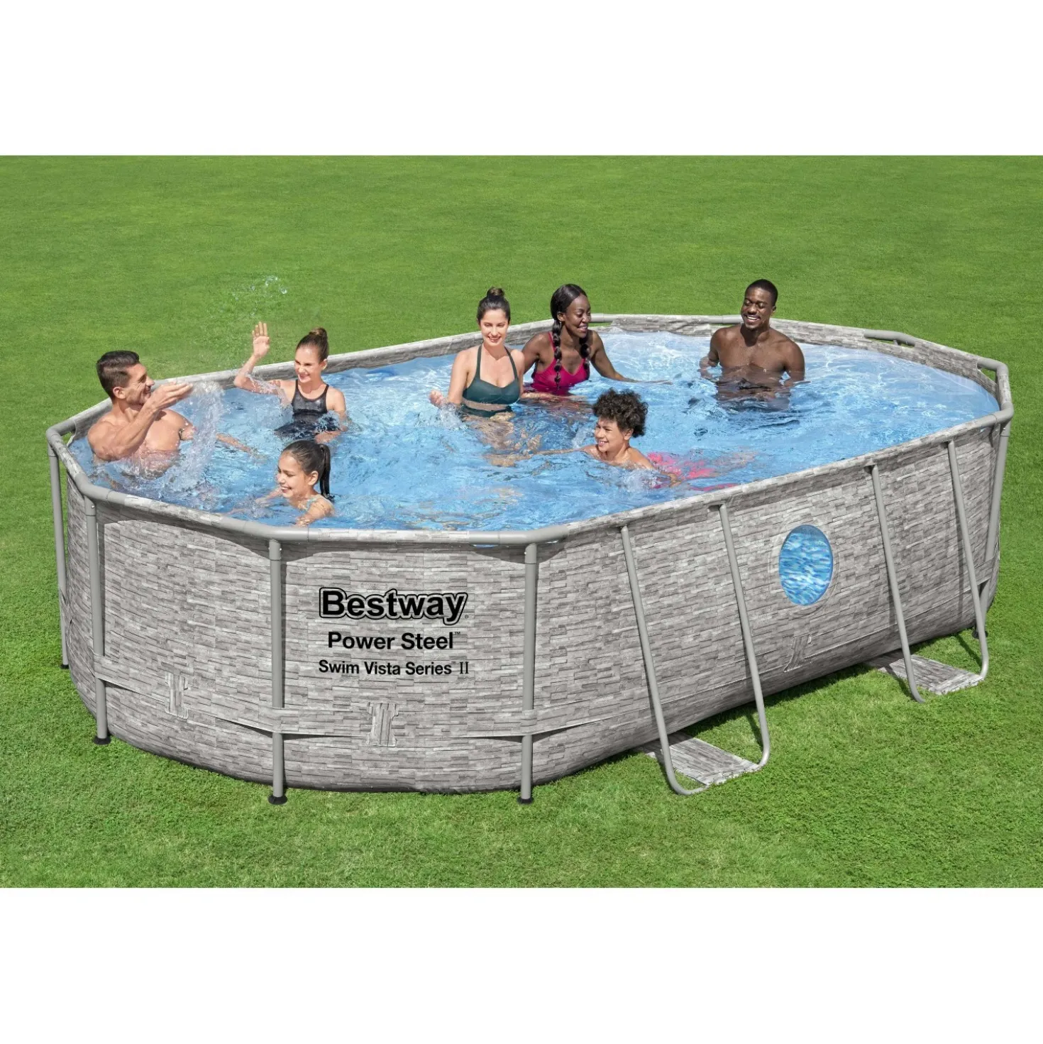Piscina fuori terra tubolare in pvc/acciaio con oblò Bestway 488x305x107 cm