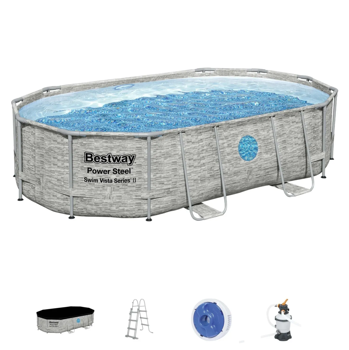 Piscina fuori terra tubolare in pvc/acciaio con oblò Bestway 488x305x107 cm