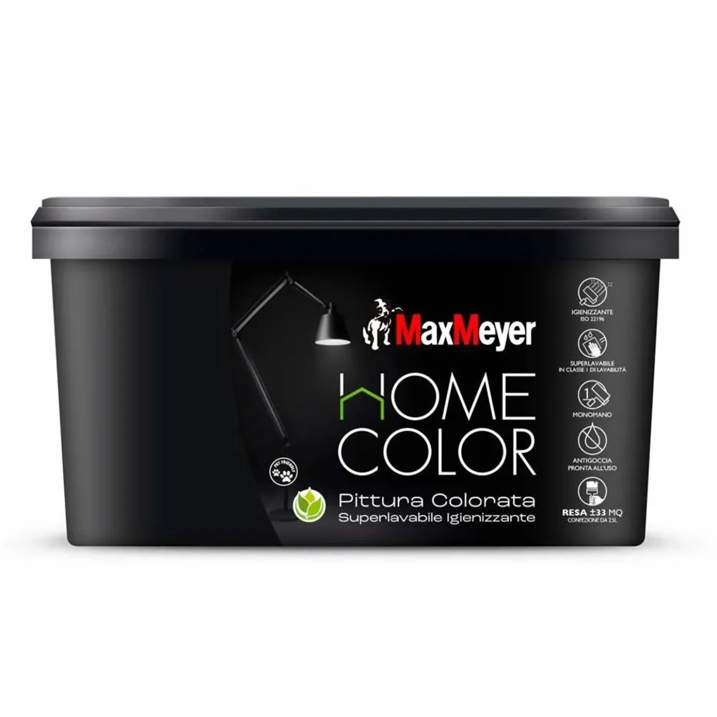Pittura home color superlavabile igienizzante nero 2,5 l