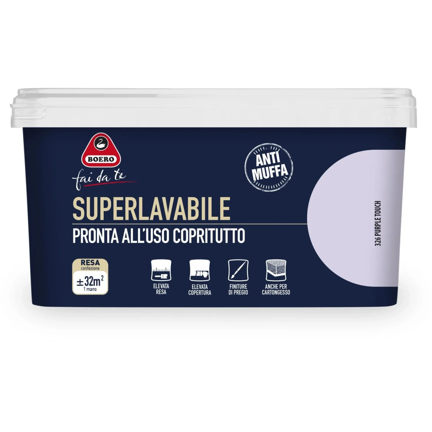 Pittura per interni antimuffa Boero Superlavabile purple touch 2,5 l