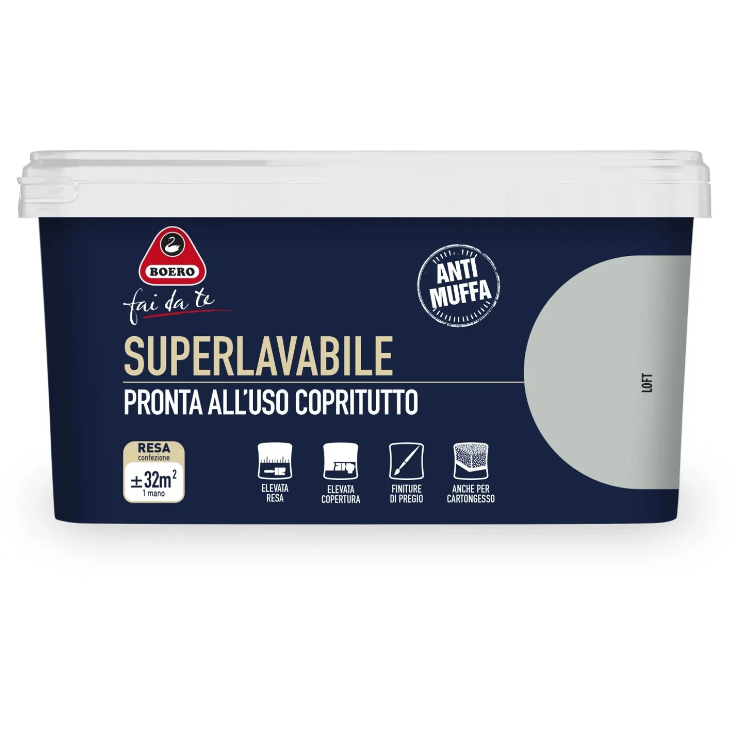 Pittura per interni antimuffa Boero Superlavabile loft 2,5 l