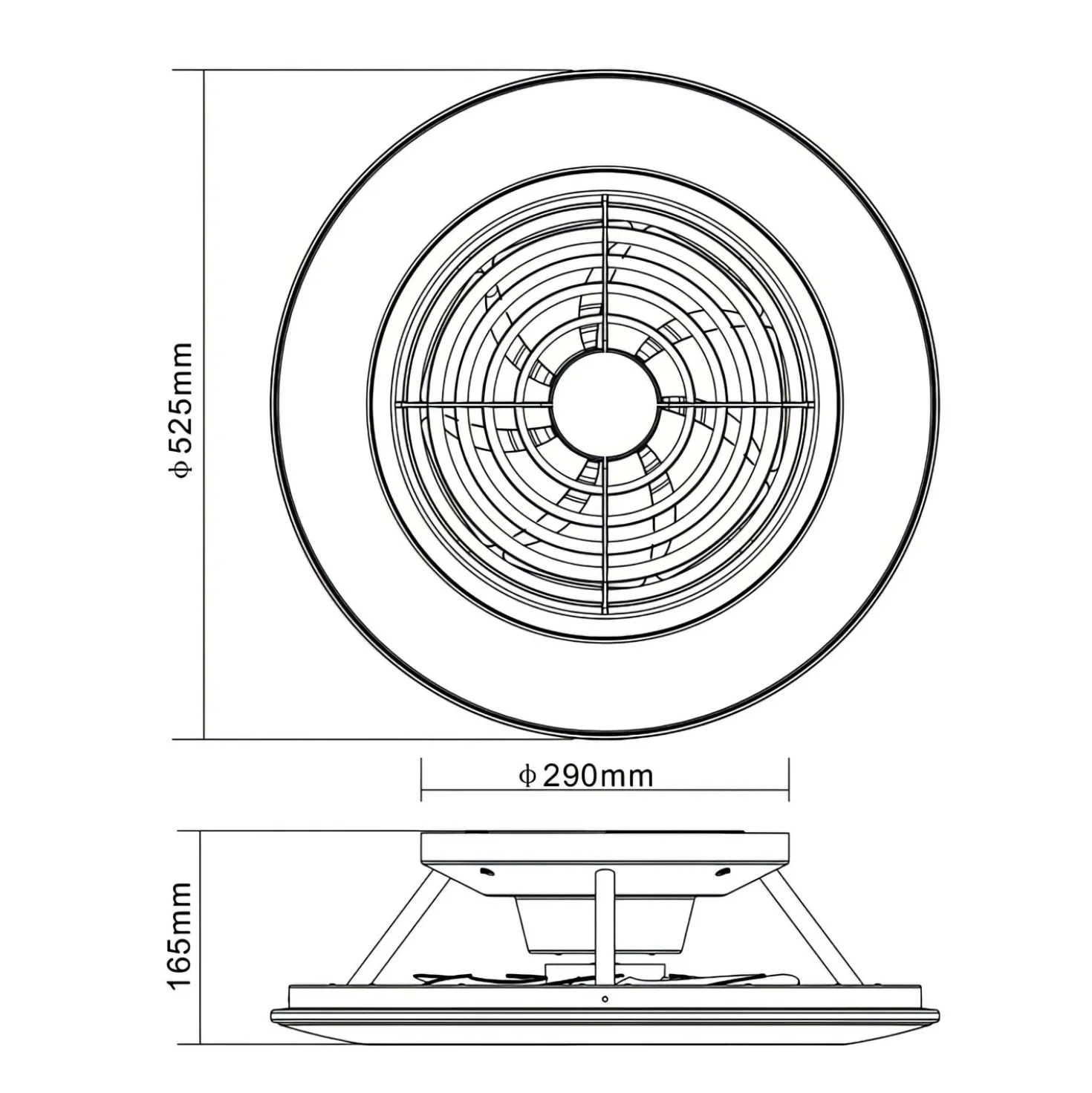 Plafoniera LED Alisio Mini 70W ventilatore motore DC 30W luce regolabile argento