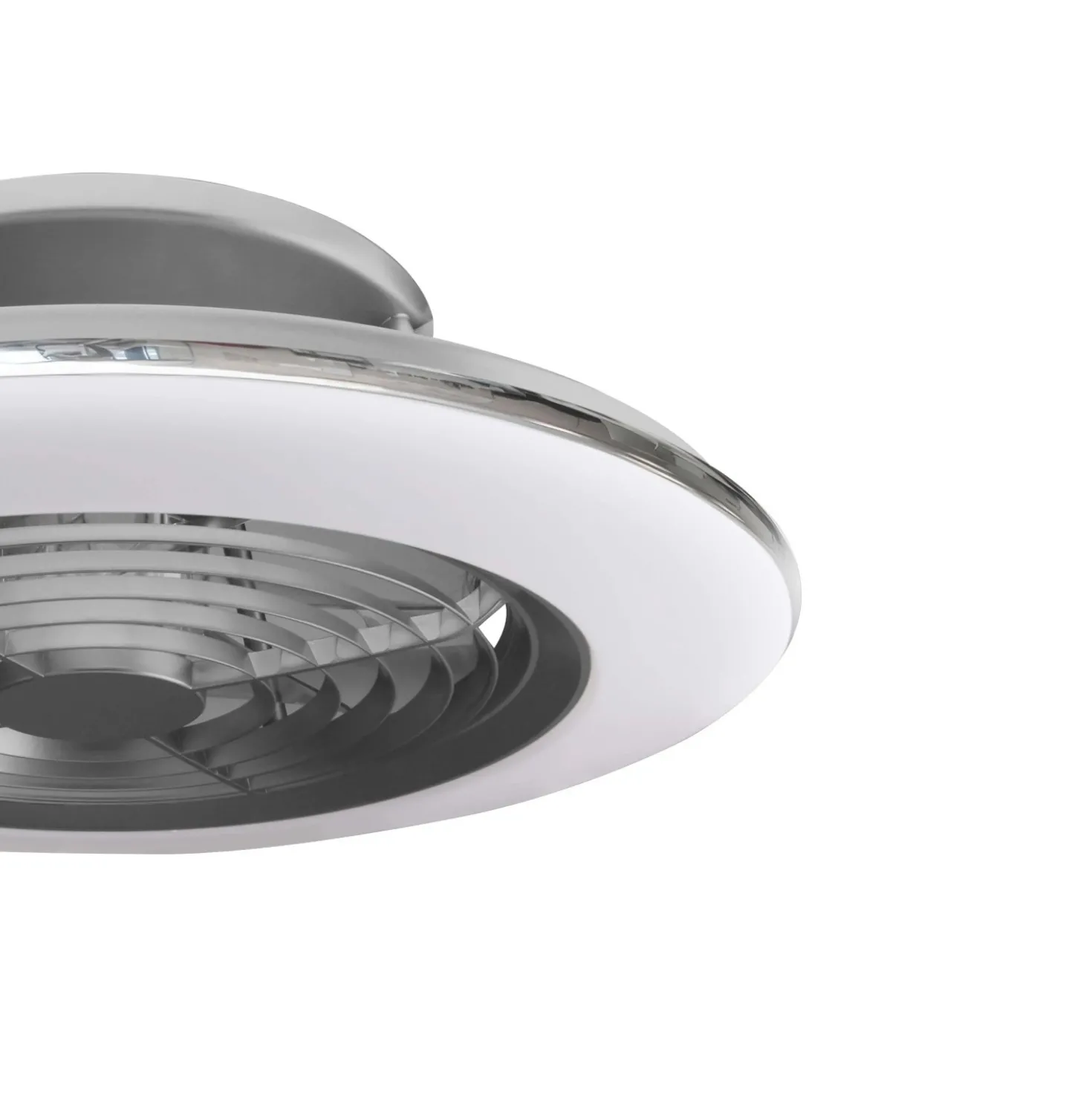Plafoniera LED Alisio Mini 70W ventilatore motore DC 30W luce regolabile argento