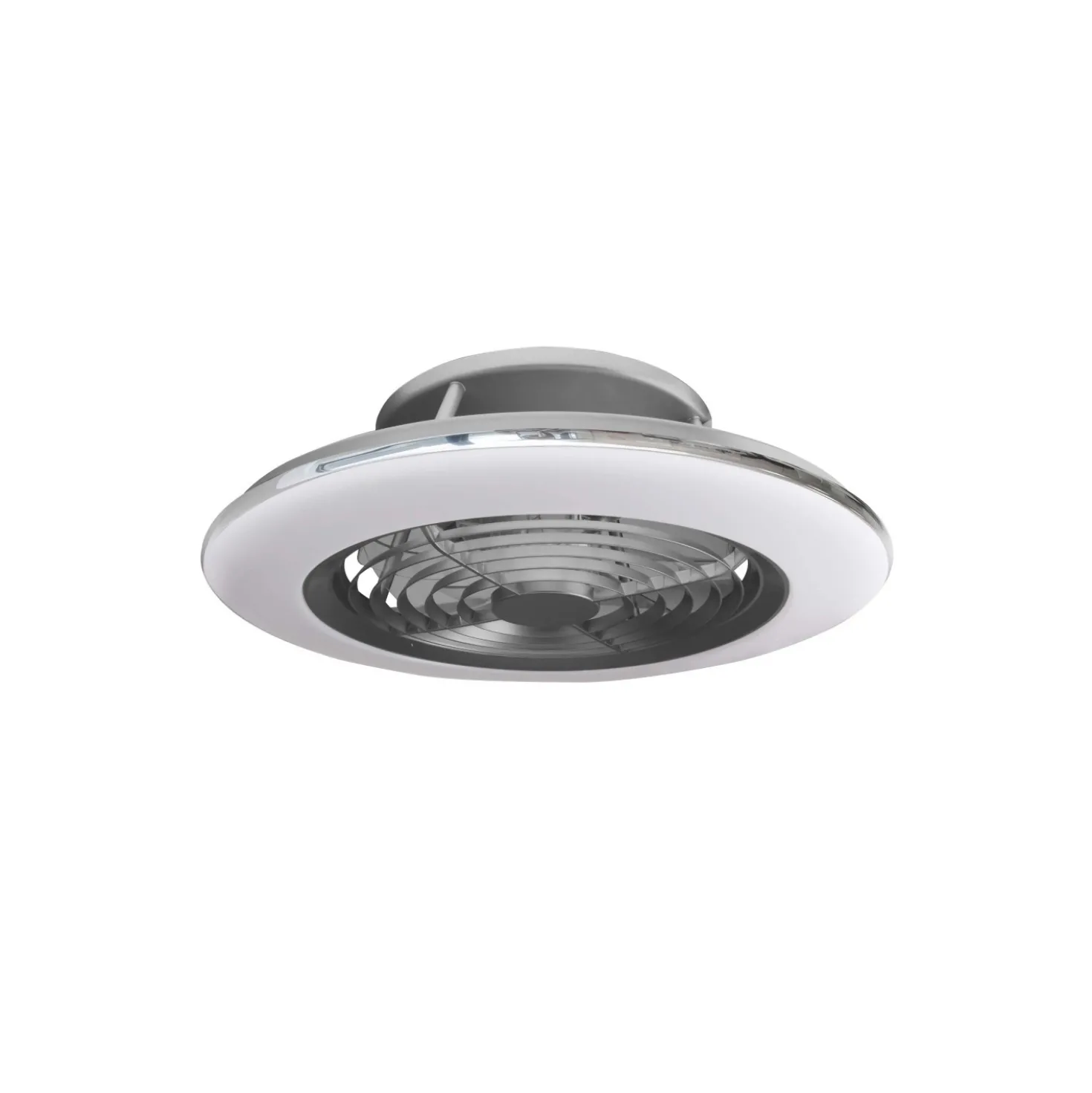 Plafoniera LED Alisio Mini 70W ventilatore motore DC 30W luce regolabile argento