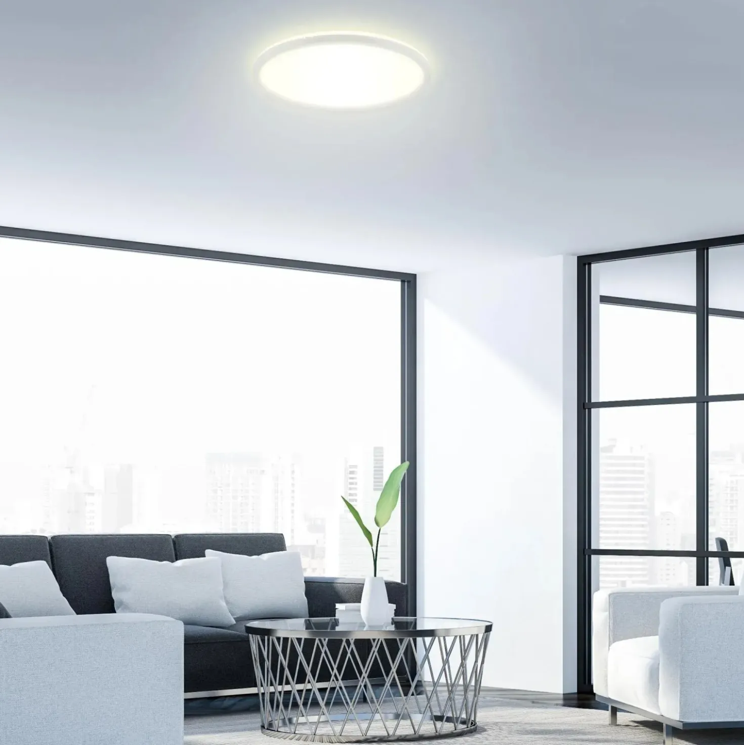Plafoniera LED Slim 2700 lm bianco neutro Ø 42 cm bianco
