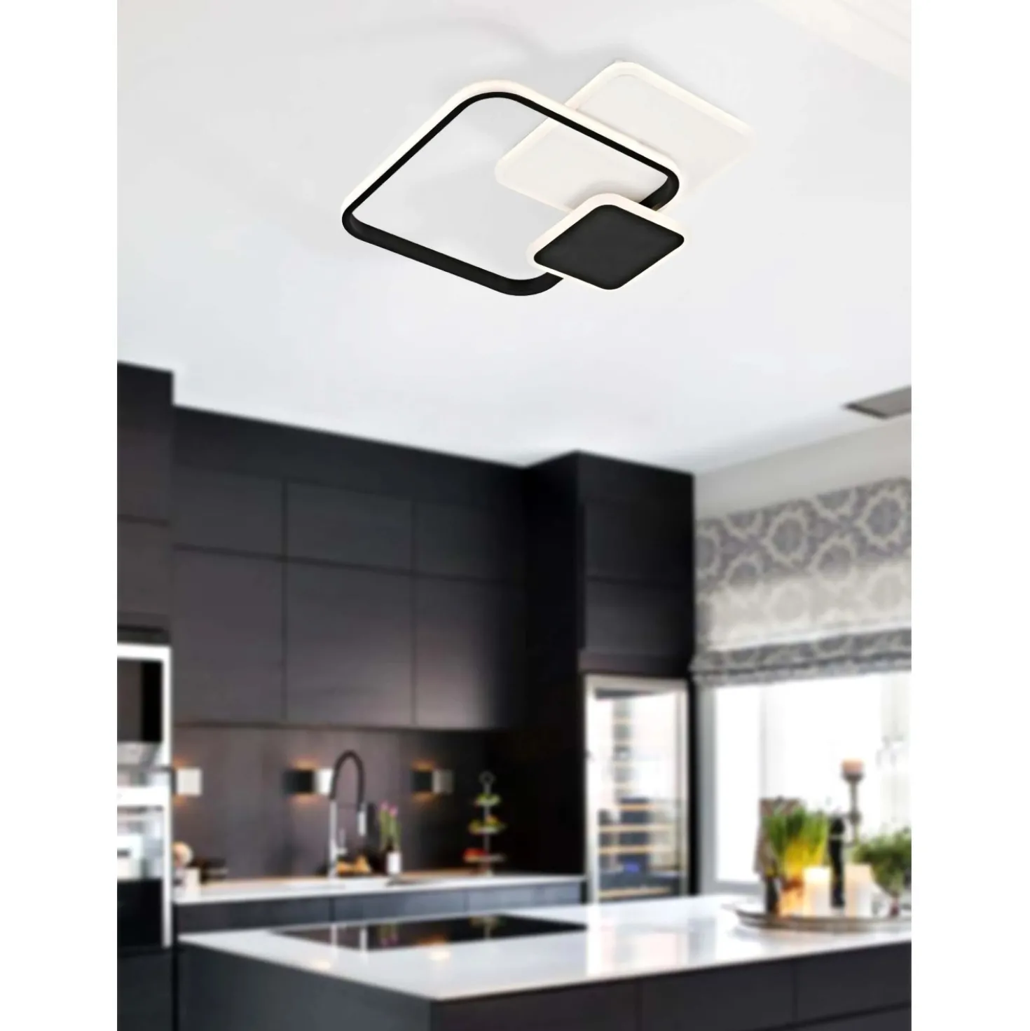 Plafoniera quadra LED in metallo Tara 32 W 3000-6000 K bianco e nero