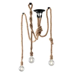 Plafoniera Rope Corda 3 luci 250x20x20 cm marrone