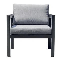 Poltrona da giardino cuscini sfoderabili alluminio grigio antracite 70x75x60 cm