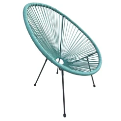 Poltrona da giardino in rattan sintetico e acciaio turchese