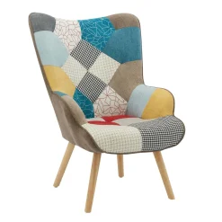 Poltrona da salotto in tessuto in metallo e legno 67x76x97 cm