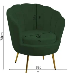 Poltrona in velluto Tulipan 73x72xh45/75 cm verde