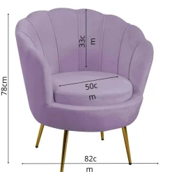 Poltrona in velluto Tulipan 73x72xh45/75 cm viola