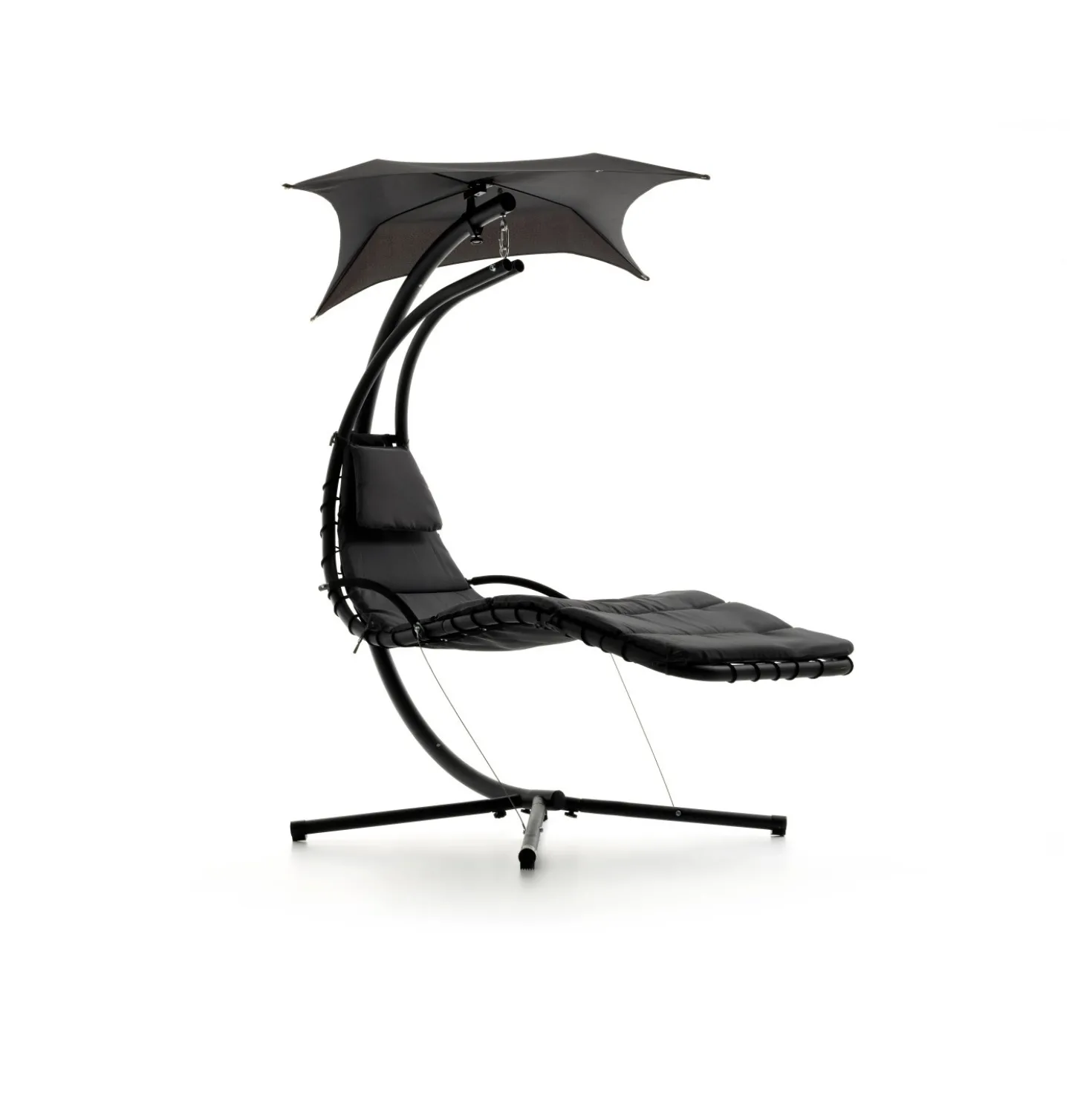 Poltrona sospesa imbottita nera 180x108x195 cm
