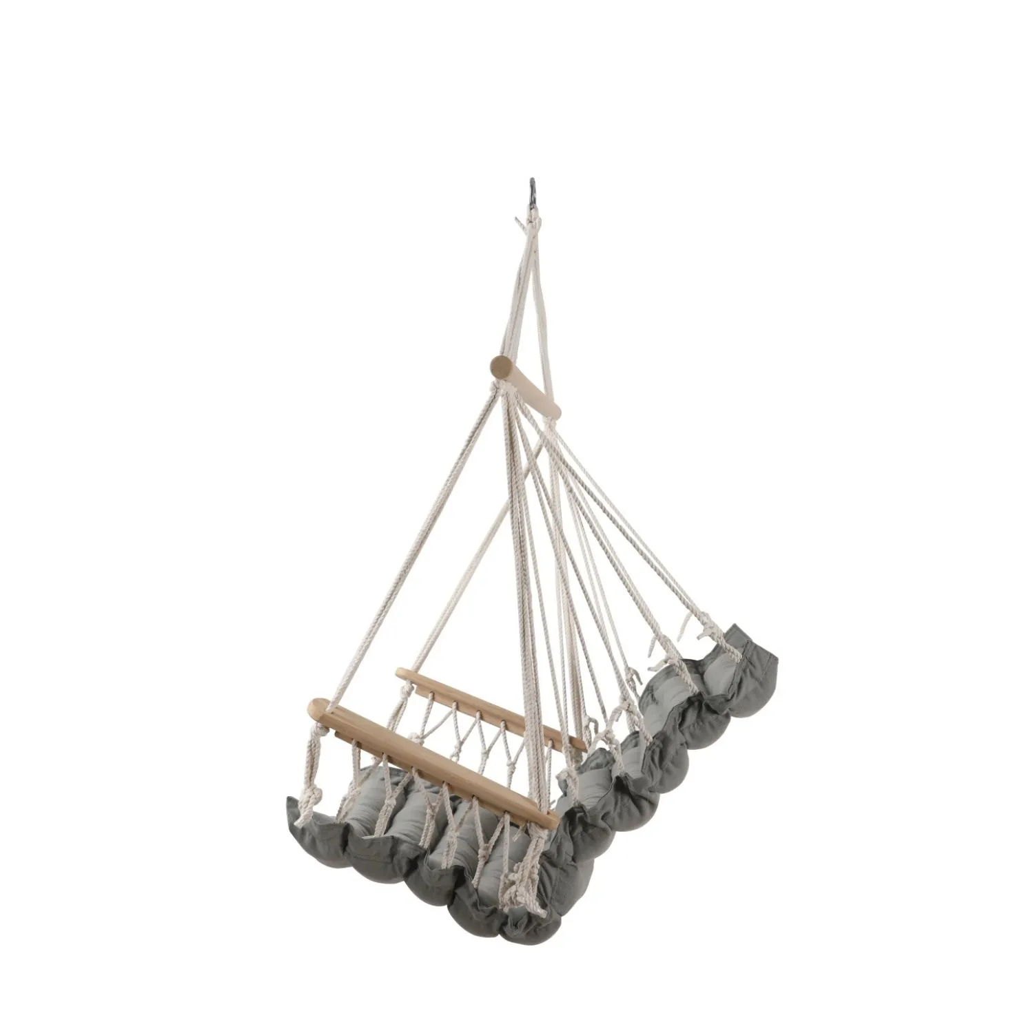 Poltrona sospesa in policotone con braccioli grigia 117x90x65 cm