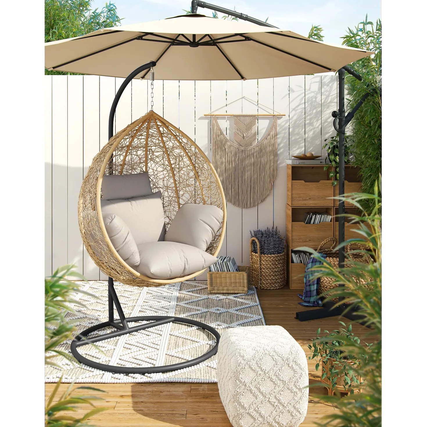Poltrona sospesa Shorea naturale H200 x Ø 105 cm
