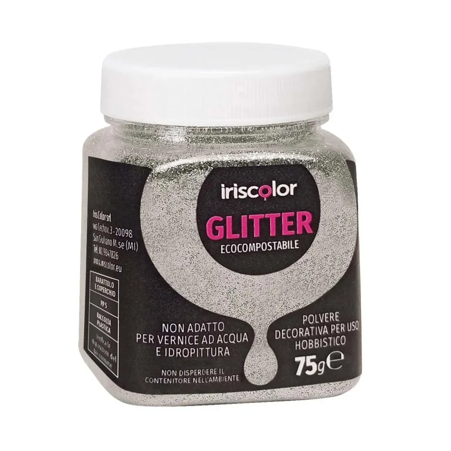 Polvere decorativa Bio Glitter Iriscolor 75 g argento