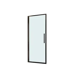 Porta a battente doccia estensione cm 77-81 nero trasparente