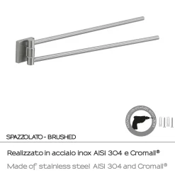 Porta asciugamani a snodo Fuji spazzolato