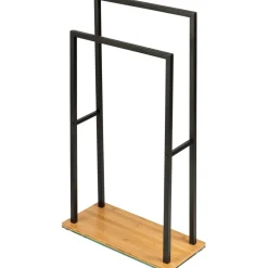 Porta asciugamani con 2 barre Bambusa nero 80 cm