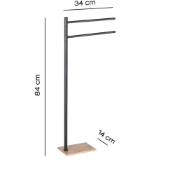 Porta asciugamani da terra Trilly bambù / nero 84 cm