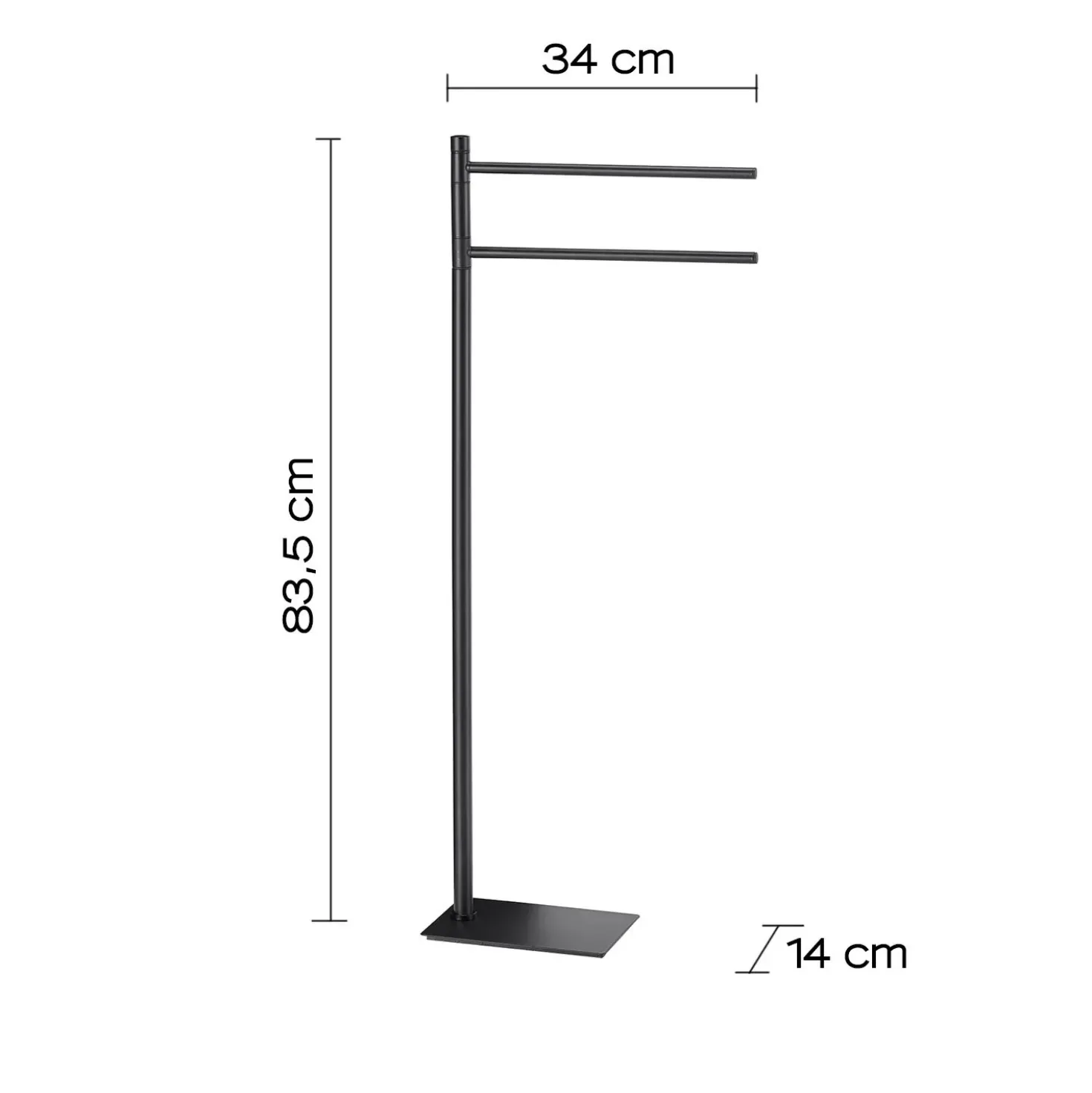 Porta asciugamani da terra Trilly nero opaco 84,5 cm