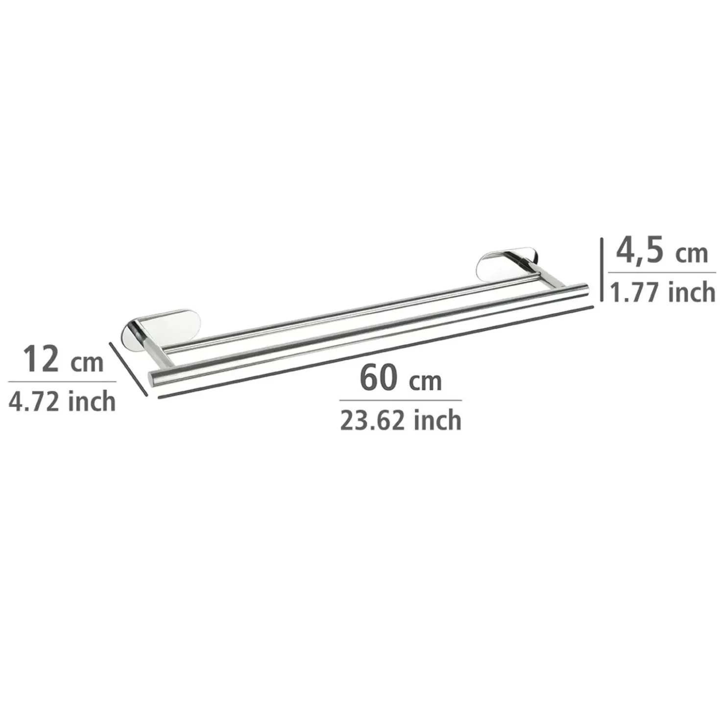 Porta asciugamani doppio Orea shine 60 cm