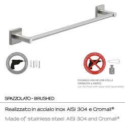 Porta asciugamani Fuji spazzolato 45 cm