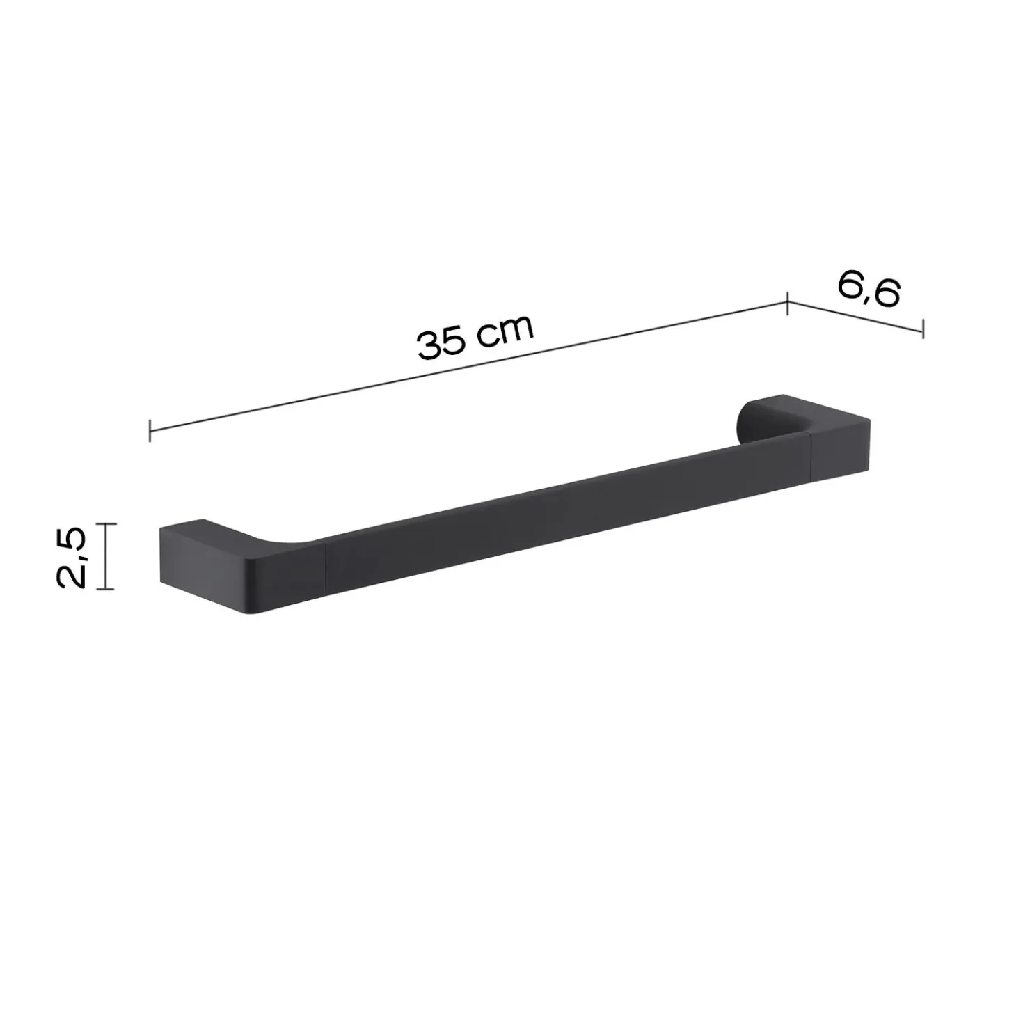 Porta asciugamani Pirenei nero opaco 35 cm