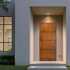 Porta blindata Externa 80x210 cm noce medio apertura sx