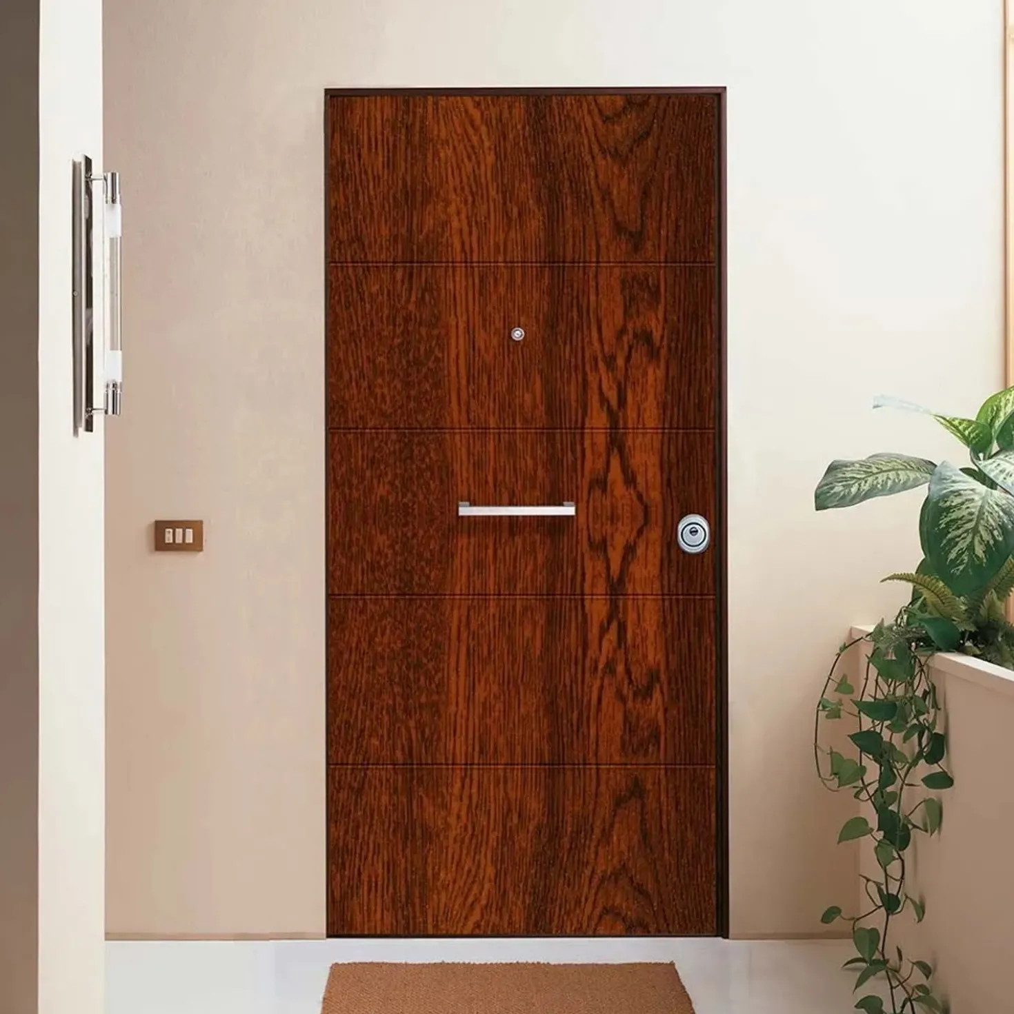Porta blindata Super Noce 90x210 cm noce apertura sx